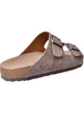 Fly Soft S902.002 Unısex Çift Tokalı Mantar Taban Comfort Terlik Vizon