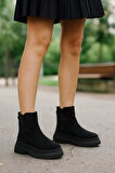 Kadın Süet Lastikli Detaylı Şık Kadın Bootie