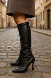 Diz Altı Streç Kadın Topuklu Çizme