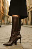 Diz Altı Streç Kadın Topuklu Çizme