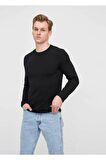 Erkek Siyah Bisiklet Yaka Battal Sweatshirt