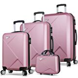 My Valice Diamond Abs 4'lü Travel Valiz Seti Rose Gold