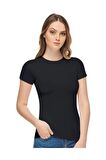 Kadın Beyaz 3'Lü Paket Sıfır Yaka Likralı  T-shirt