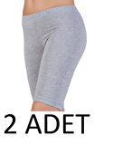 Tutku 2 AD Kadın ( 7NO-4XL) Büyük Beden Likralı Kısa Diz Üstü Tayt 0156 GRİ