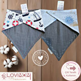 2'li Paket Premium %100 Pamuk Ekstra Soft 2 Kat Müslin Bebek Fuları Salya & Mama Önlüğü 3 Çıtçıtlı - Sunshine + Sailor