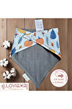 Premium %100 Pamuk Ekstra Soft 2 Kat Müslin Bebek Fuları Salya & Mama Önlüğü 45cm 3 Çıtçıtlı Pumpkin