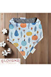 Premium %100 Pamuk Ekstra Soft 2 Kat Müslin Bebek Fuları Salya & Mama Önlüğü 45cm 3 Çıtçıtlı Pumpkin