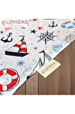 Premium %100 Pamuk Ekstra Soft 2 Kat Müslin Bebek Fuları Salya & Mama Önlüğü 45cm 3 Çıtçıtlı Sailor