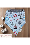 Premium %100 Pamuk Ekstra Soft 2 Kat Müslin Bebek Fuları Salya & Mama Önlüğü 45cm 3 Çıtçıtlı Sailor