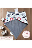 Premium %100 Pamuk Ekstra Soft 2 Kat Müslin Bebek Fuları Salya & Mama Önlüğü 45cm 3 Çıtçıtlı Sailor