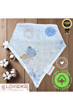 Premium %100 Pamuk Ekstra Soft 2 Kat Müslin Bebek Fuları Salya & Mama Önlüğü 45cm 3 Çıtçıtlı Sunshin