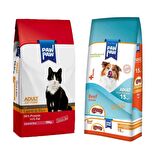 Paw Paw Kuzulu ve Pirinçli Yetişkin Kedi Maması 15 Kg + Biftekli Yetişkin Köpek Maması 15 kg