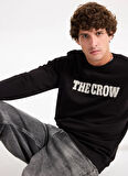 The Crow Bisiklet Yaka Siyah Erkek Sweatshırt TC1947_CROW