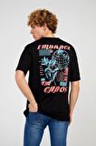 The Crow Bisiklet Yaka Baskılı Siyah Erkek T-Shirt TC 9018
