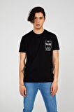 The Crow Bisiklet Yaka Baskılı Siyah Erkek T-Shirt TC7116
