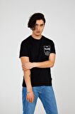 The Crow Bisiklet Yaka Baskılı Siyah Erkek T-Shirt TC7116
