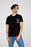 The Crow Bisiklet Yaka Baskılı Siyah Erkek T-Shirt TC7116