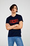 The Crow Bisiklet Yaka Baskılı Lacivert Erkek T-Shirt TC7126
