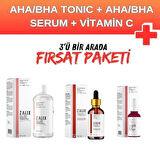 3'ü Bir Arada Fırsat Paketi - Zalix Aha/Bha Peeling Tonic ve Aha/Bha Care Serum ve Vitamin C Serum