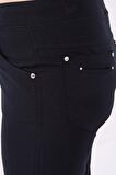 Lacivert Klasik Paça Taş Detaylı Kadın Büyük Beden Eşofman Alt  - 94040 | 52