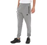 Gri Melanj Fermuar Cepli Standart Kalıp Jogger Erkek Eşofman Alt - 84651 | XL