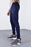 İndigo Fermuar Cepli Standart Kalıp Jogger Erkek Eşofman Alt - 84651 | S