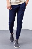 İndigo Fermuar Cepli Standart Kalıp Jogger Erkek Eşofman Alt - 84651 | S
