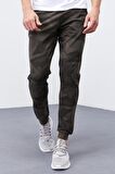 Haki Kamuflaj Desenli Dar Kalıp  Jogger Erkek Eşofman Alt - 84754 | XS