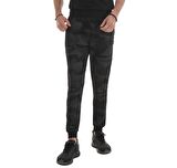 Siyah Kamuflaj Kamuflaj Desenli Dar Kalıp  Jogger Erkek Eşofman Alt - 84754 | XL