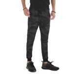 Siyah Kamuflaj Kamuflaj Desenli Dar Kalıp  Jogger Erkek Eşofman Alt - 84754 | XL