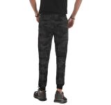 Siyah Kamuflaj Kamuflaj Desenli Dar Kalıp  Jogger Erkek Eşofman Alt - 84754 | XL