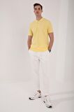 Sarı Basic Logolu Standart Kalıp Triko Polo Yaka Erkek T-Shirt - 87748 | S