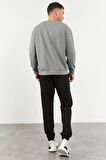 Gri Melanj - Siyah Casual O Yaka Lastik Paça Erkek Oversize Eşofman Takımı - 85120 | L