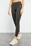 Haki Yüksek Bel Streç Slim Fit Dar Paça Kadın Tayt - 94545 | XL