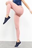 Pudra Yüksek Bel Streç Slim Fit Dar Paça Kadın Tayt - 94545 | M