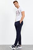 İndigo Bağcıklı Cepli Standart Kalıp Klasik Paça Erkek Eşofman Alt - 84682 | XL