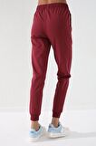 Bordo Yüksek Bel Jogger Rahat Form Manşetli Kadın Eşofman Alt - 94561 | XS