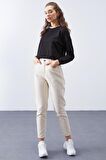 Siyah Basic Rahat Form O Yaka Kadın Sweatshirt - 97114 | XXL