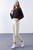 Siyah Basic Rahat Form O Yaka Kadın Sweatshirt - 97114 | XXL