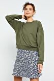 Haki Basic Rahat Form O Yaka Kadın Sweatshirt - 97114 | XL