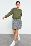 Haki Basic Rahat Form O Yaka Kadın Sweatshirt - 97114 | XL