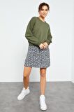 Haki Basic Rahat Form O Yaka Kadın Sweatshirt - 97114 | XL