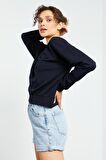 Lacivert Basic Rahat Form O Yaka Kadın Sweatshirt - 97114 | XL