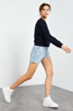 Lacivert Basic Rahat Form O Yaka Kadın Sweatshirt - 97114 | XL