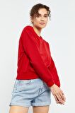 Kırmızı Basic Rahat Form O Yaka Kadın Sweatshirt - 97114 | XXL