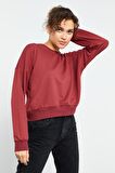 Bordo Basic Rahat Form O Yaka Kadın Sweatshirt - 97114 | XXL
