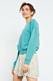 Mint Yeşili Basic Rahat Form O Yaka Kadın Sweatshirt - 97114 | XL