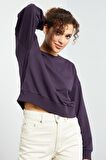 Mor Basic Rahat Form O Yaka Kadın Sweatshirt - 97114 | XL
