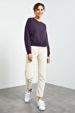 Mor Basic Rahat Form O Yaka Kadın Sweatshirt - 97114 | XL