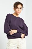 Mor Basic Rahat Form O Yaka Kadın Sweatshirt - 97114 | XL